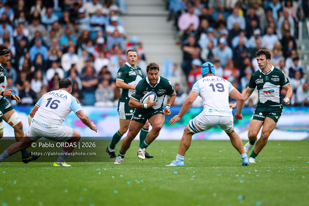 Facundo Isa, lors du match de Top 14 entre l'Aviron bayonnais et la Section paloise, le 18 avril 2026 au stade Jean Dauger de Bayonne, France (Photo Pablo ORDAS)