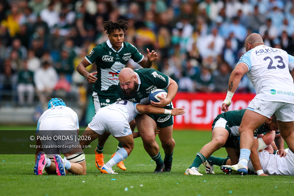 Guram Papidze, lors du match de Top 14 entre l'Aviron bayonnais et la Section paloise, le 18 avril 2026 au stade Jean Dauger de Bayonne, France (Photo Pablo ORDAS)