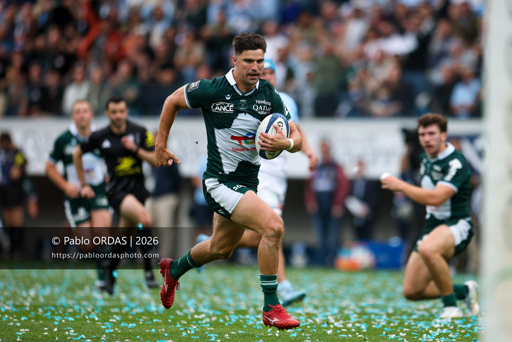Jack Maddocks, lors du match de Top 14 entre l'Aviron bayonnais et la Section paloise, le 18 avril 2026 au stade Jean Dauger de Bayonne, France (Photo Pablo ORDAS)