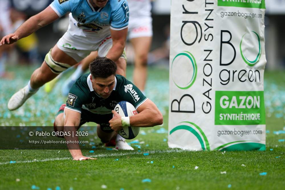 Jack Maddocks, lors du match de Top 14 entre l'Aviron bayonnais et la Section paloise, le 18 avril 2026 au stade Jean Dauger de Bayonne, France (Photo Pablo ORDAS)