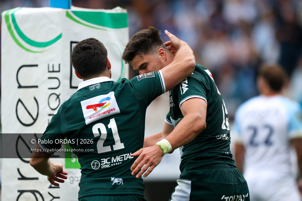 Jack Maddocks, lors du match de Top 14 entre l'Aviron bayonnais et la Section paloise, le 18 avril 2026 au stade Jean Dauger de Bayonne, France (Photo Pablo ORDAS)