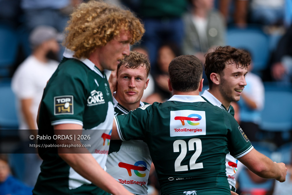 Emilien Gailleton, lors du match de Top 14 entre l'Aviron bayonnais et la Section paloise, le 18 avril 2026 au stade Jean Dauger de Bayonne, France (Photo Pablo ORDAS)