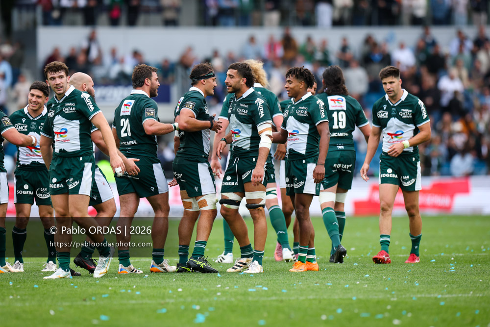 Sacha Zegueur, lors du match de Top 14 entre l'Aviron bayonnais et la Section paloise, le 18 avril 2026 au stade Jean Dauger de Bayonne, France (Photo Pablo ORDAS)