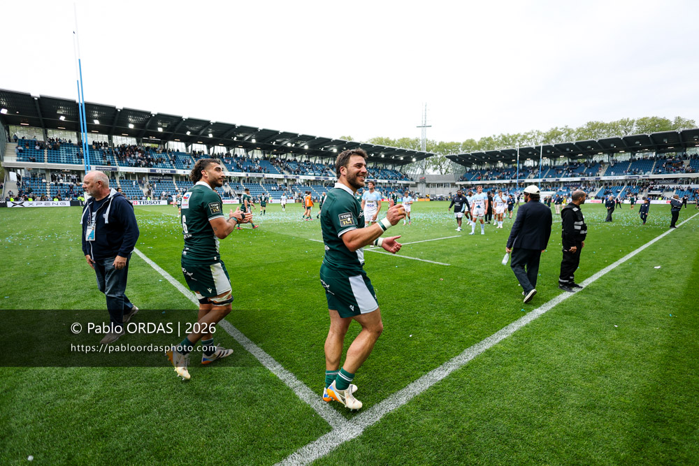 Facundo Isa, lors du match de Top 14 entre l'Aviron bayonnais et la Section paloise, le 18 avril 2026 au stade Jean Dauger de Bayonne, France (Photo Pablo ORDAS)