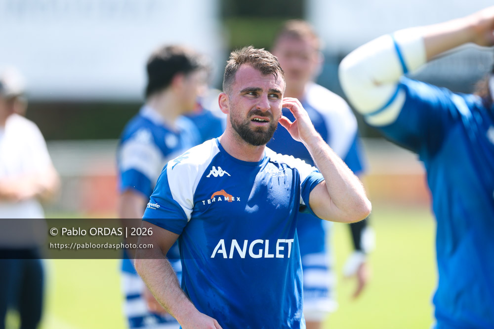 Bastien Fischer, lors du match de Nationale 2 entre l'Anglet olympique et Mauléon, le 19 avril 2026 au stade Saint-Jean d'Anglet, France (Photo Pablo ORDAS)