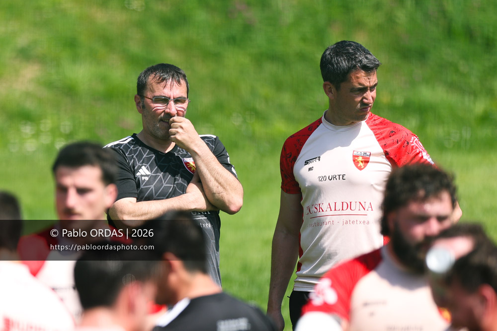 Mathieu Cazobon, lors du match de Nationale 2 entre l'Anglet olympique et Mauléon, le 19 avril 2026 au stade Saint-Jean d'Anglet, France (Photo Pablo ORDAS)