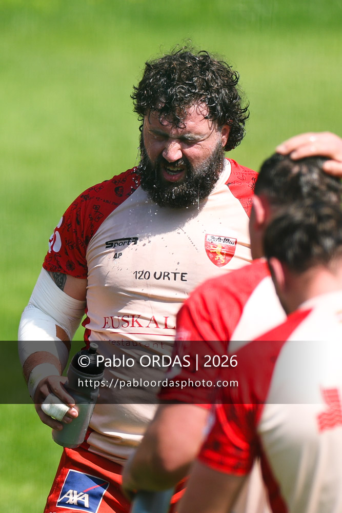 Agustin Miguel Pelaez Urquiza, lors du match de Nationale 2 entre l'Anglet olympique et Mauléon, le 19 avril 2026 au stade Saint-Jean d'Anglet, France (Photo Pablo ORDAS)