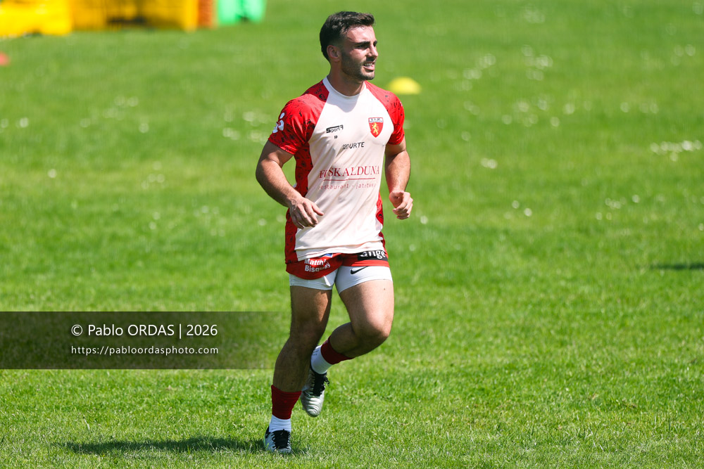 Florian Aguer, lors du match de Nationale 2 entre l'Anglet olympique et Mauléon, le 19 avril 2026 au stade Saint-Jean d'Anglet, France (Photo Pablo ORDAS)