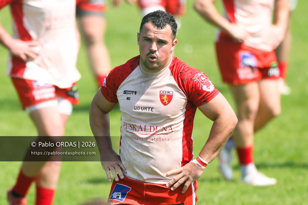 Marc Ziegler, lors du match de Nationale 2 entre l'Anglet olympique et Mauléon, le 19 avril 2026 au stade Saint-Jean d'Anglet, France (Photo Pablo ORDAS)