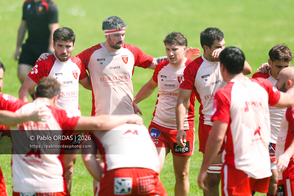 Mathis Gourg, lors du match de Nationale 2 entre l'Anglet olympique et Mauléon, le 19 avril 2026 au stade Saint-Jean d'Anglet, France (Photo Pablo ORDAS)