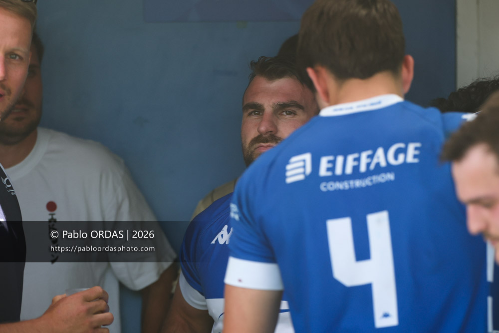 Bastien Fischer, lors du match de Nationale 2 entre l'Anglet olympique et Mauléon, le 19 avril 2026 au stade Saint-Jean d'Anglet, France (Photo Pablo ORDAS)