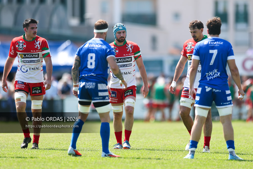 Benjamin Dufourcq, lors du match de Nationale 2 entre l'Anglet olympique et Mauléon, le 19 avril 2026 au stade Saint-Jean d'Anglet, France (Photo Pablo ORDAS)