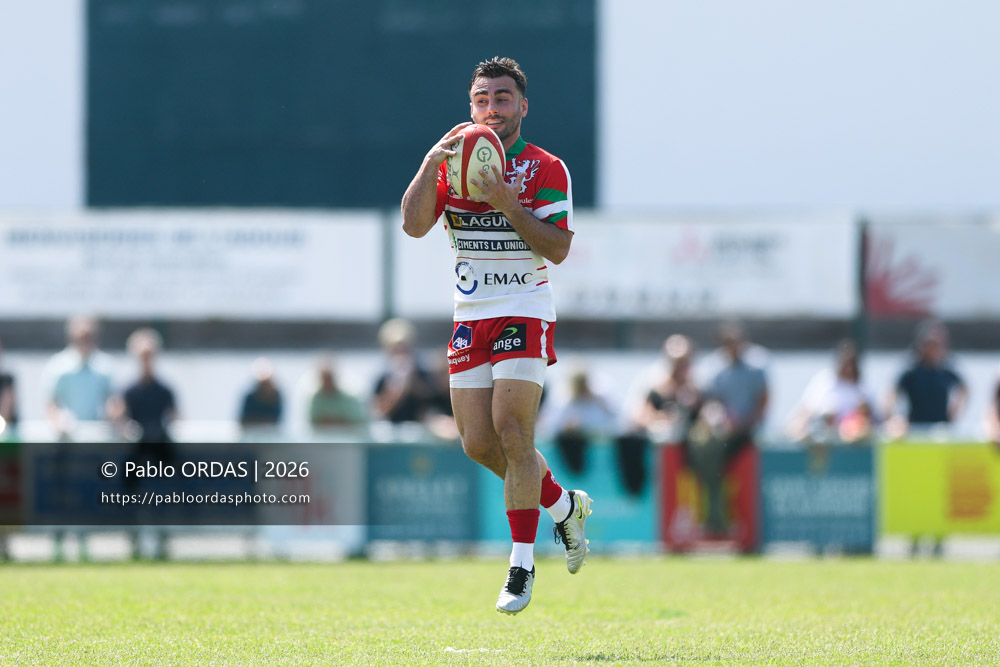 Florian Aguer, lors du match de Nationale 2 entre l'Anglet olympique et Mauléon, le 19 avril 2026 au stade Saint-Jean d'Anglet, France (Photo Pablo ORDAS)