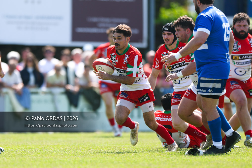 Rémy Dubié, lors du match de Nationale 2 entre l'Anglet olympique et Mauléon, le 19 avril 2026 au stade Saint-Jean d'Anglet, France (Photo Pablo ORDAS)