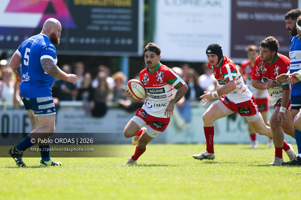 Rémy Dubié, lors du match de Nationale 2 entre l'Anglet olympique et Mauléon, le 19 avril 2026 au stade Saint-Jean d'Anglet, France (Photo Pablo ORDAS)