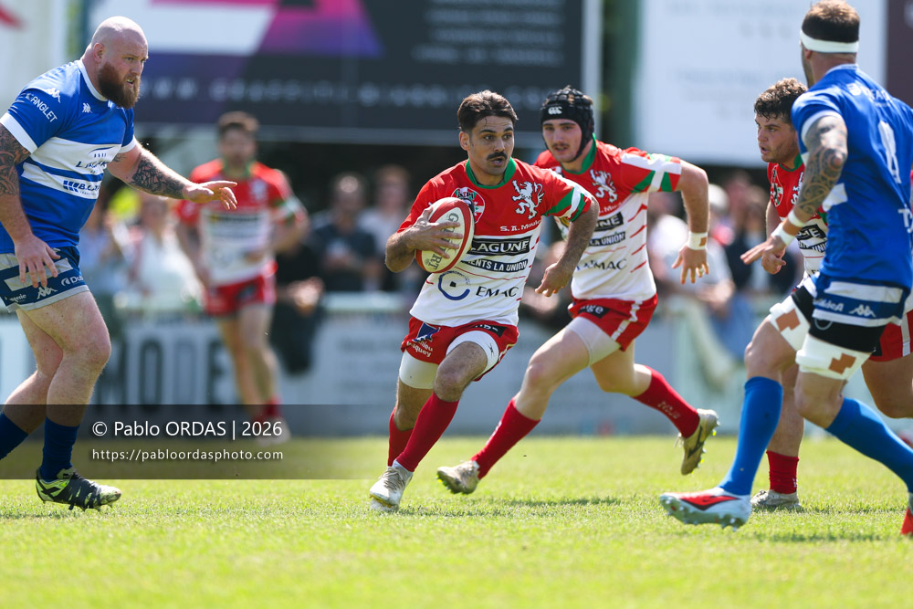 Rémy Dubié, lors du match de Nationale 2 entre l'Anglet olympique et Mauléon, le 19 avril 2026 au stade Saint-Jean d'Anglet, France (Photo Pablo ORDAS)