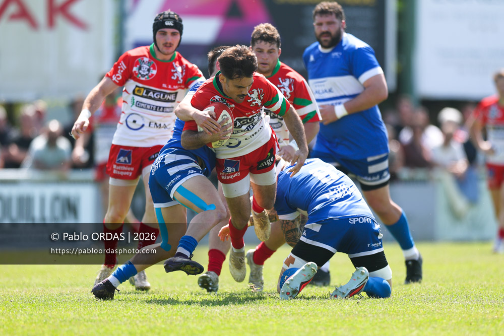 Rémy Dubié, lors du match de Nationale 2 entre l'Anglet olympique et Mauléon, le 19 avril 2026 au stade Saint-Jean d'Anglet, France (Photo Pablo ORDAS)