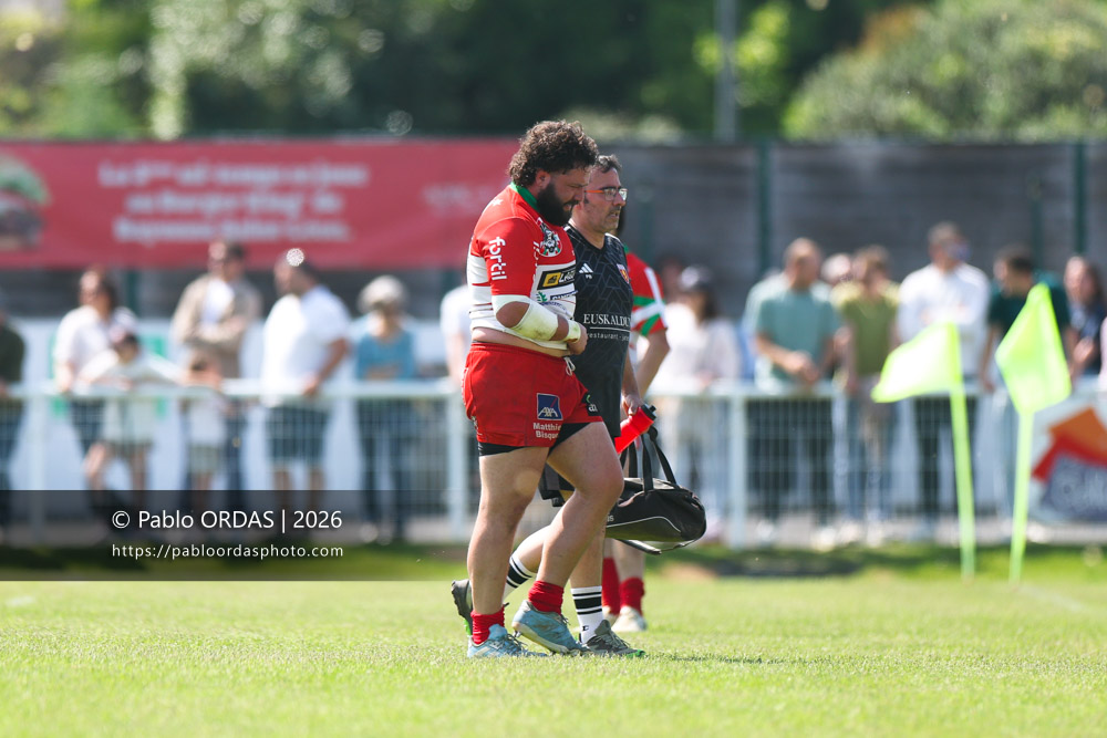 Agustin Miguel Pelaez Urquiza, lors du match de Nationale 2 entre l'Anglet olympique et Mauléon, le 19 avril 2026 au stade Saint-Jean d'Anglet, France (Photo Pablo ORDAS)