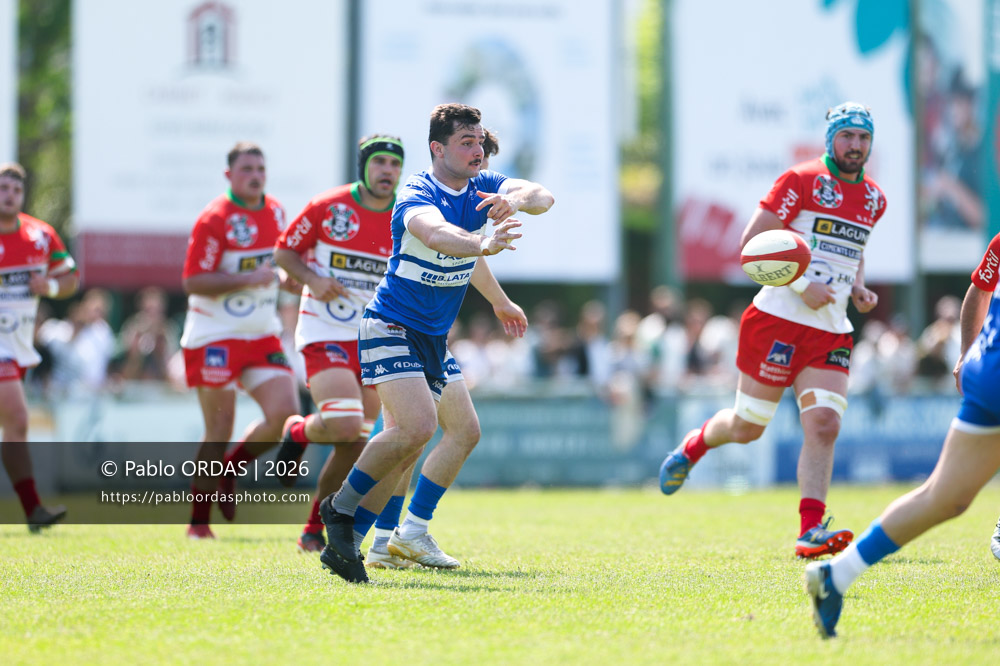 Bixente Layan, lors du match de Nationale 2 entre l'Anglet olympique et Mauléon, le 19 avril 2026 au stade Saint-Jean d'Anglet, France (Photo Pablo ORDAS)