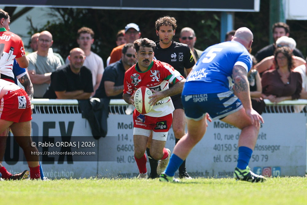 Rémy Dubié, lors du match de Nationale 2 entre l'Anglet olympique et Mauléon, le 19 avril 2026 au stade Saint-Jean d'Anglet, France (Photo Pablo ORDAS)
