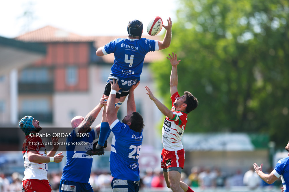 Florian Mansieux, lors du match de Nationale 2 entre l'Anglet olympique et Mauléon, le 19 avril 2026 au stade Saint-Jean d'Anglet, France (Photo Pablo ORDAS)