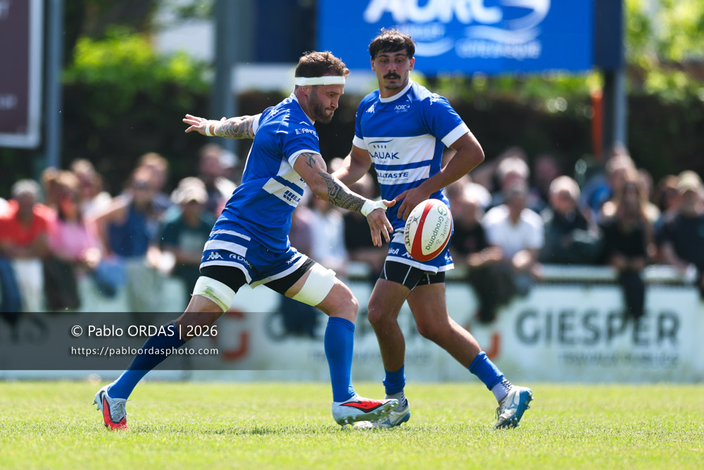 Sébastien Laulhé, lors du match de Nationale 2 entre l'Anglet olympique et Mauléon, le 19 avril 2026 au stade Saint-Jean d'Anglet, France (Photo Pablo ORDAS)