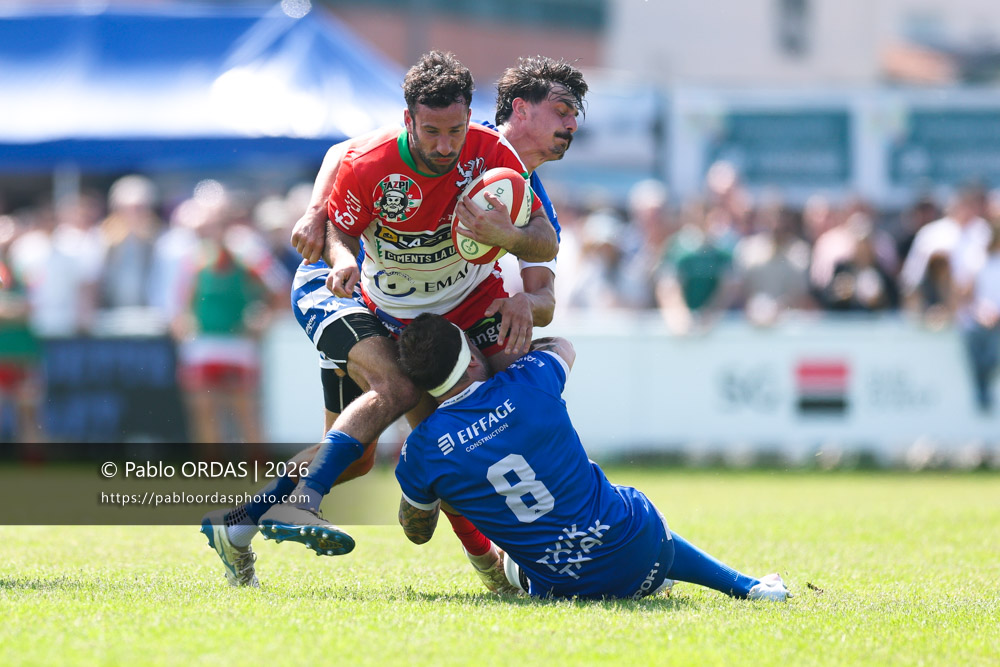 Maxime Rosier, lors du match de Nationale 2 entre l'Anglet olympique et Mauléon, le 19 avril 2026 au stade Saint-Jean d'Anglet, France (Photo Pablo ORDAS)