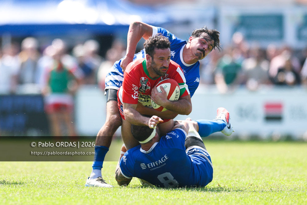 Maxime Rosier, lors du match de Nationale 2 entre l'Anglet olympique et Mauléon, le 19 avril 2026 au stade Saint-Jean d'Anglet, France (Photo Pablo ORDAS)