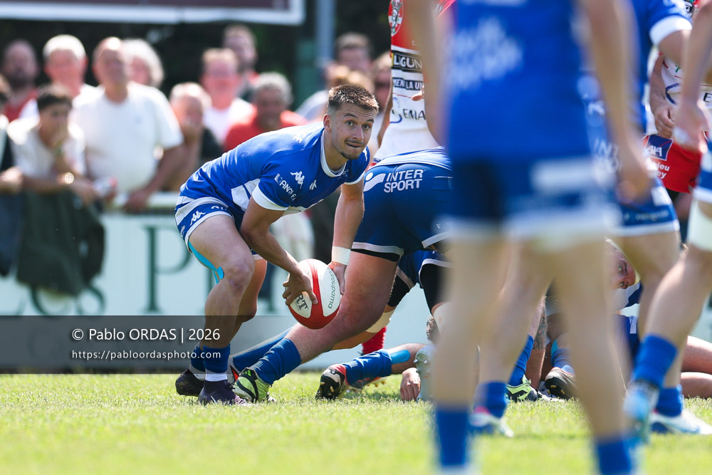 Alexis Bérot, lors du match de Nationale 2 entre l'Anglet olympique et Mauléon, le 19 avril 2026 au stade Saint-Jean d'Anglet, France (Photo Pablo ORDAS)