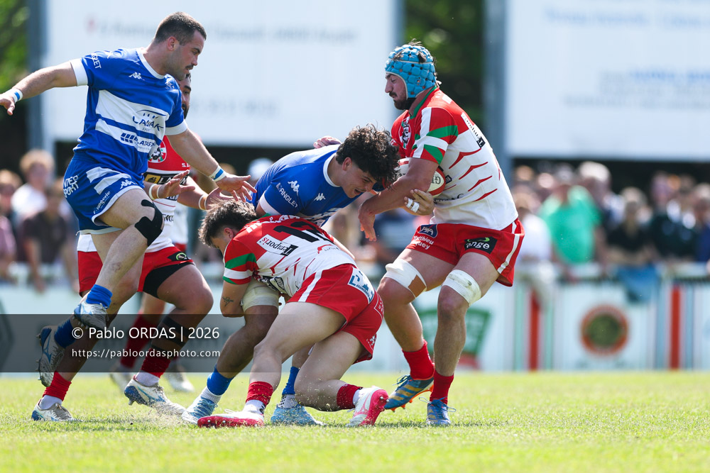 Pablo Benard, lors du match de Nationale 2 entre l'Anglet olympique et Mauléon, le 19 avril 2026 au stade Saint-Jean d'Anglet, France (Photo Pablo ORDAS)