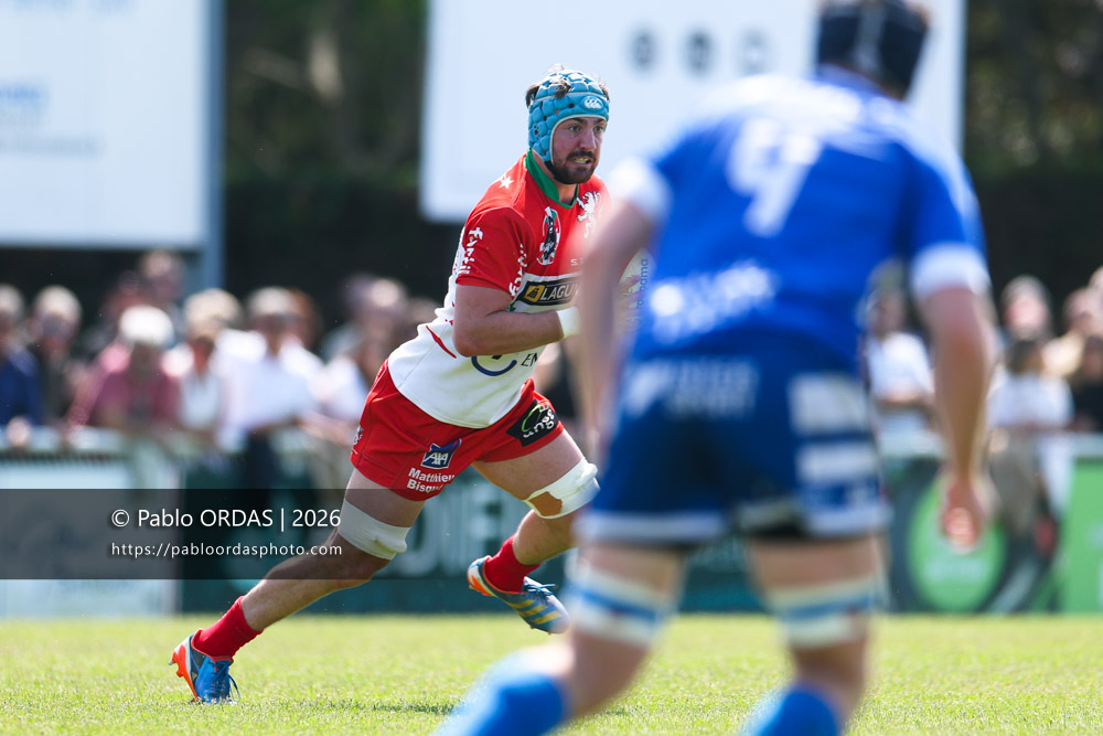 Benjamin Dufourcq, lors du match de Nationale 2 entre l'Anglet olympique et Mauléon, le 19 avril 2026 au stade Saint-Jean d'Anglet, France (Photo Pablo ORDAS)