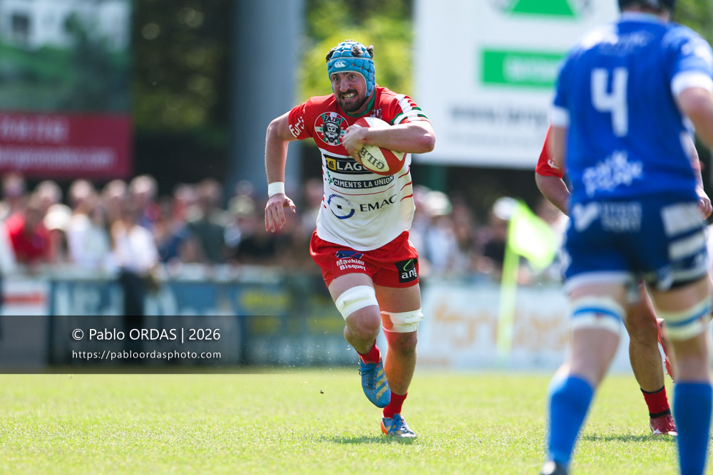 Benjamin Dufourcq, lors du match de Nationale 2 entre l'Anglet olympique et Mauléon, le 19 avril 2026 au stade Saint-Jean d'Anglet, France (Photo Pablo ORDAS)