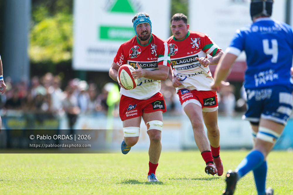 Benjamin Dufourcq, lors du match de Nationale 2 entre l'Anglet olympique et Mauléon, le 19 avril 2026 au stade Saint-Jean d'Anglet, France (Photo Pablo ORDAS)