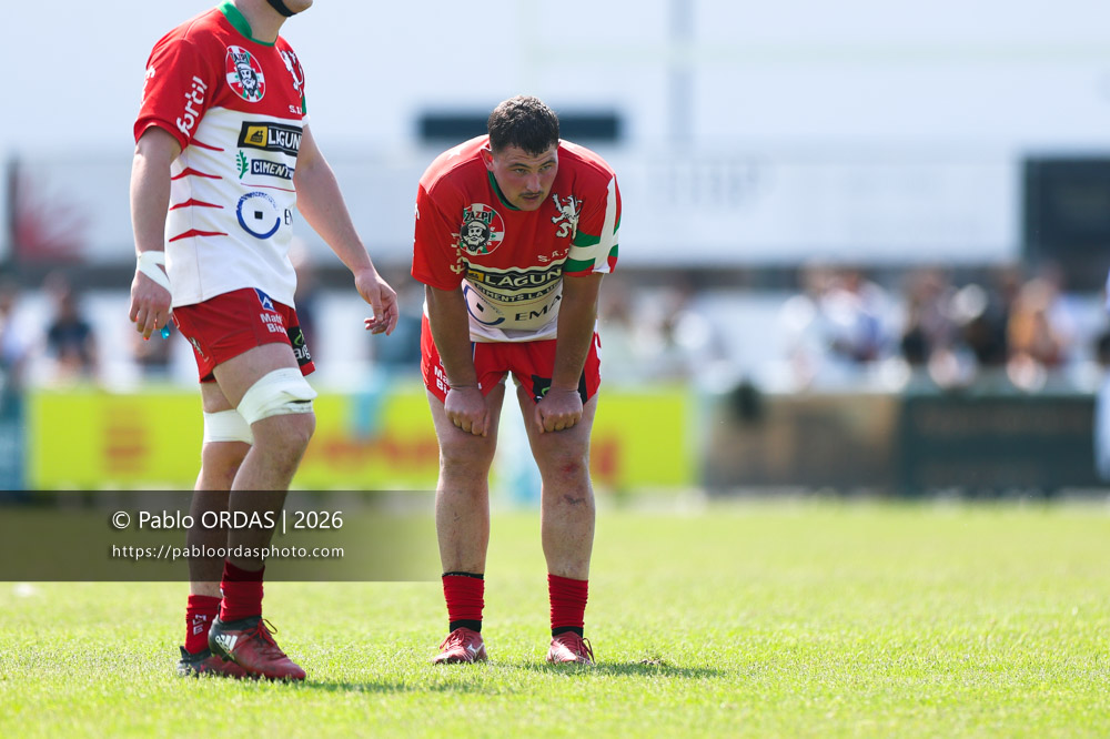 Ximun Loustau, lors du match de Nationale 2 entre l'Anglet olympique et Mauléon, le 19 avril 2026 au stade Saint-Jean d'Anglet, France (Photo Pablo ORDAS)