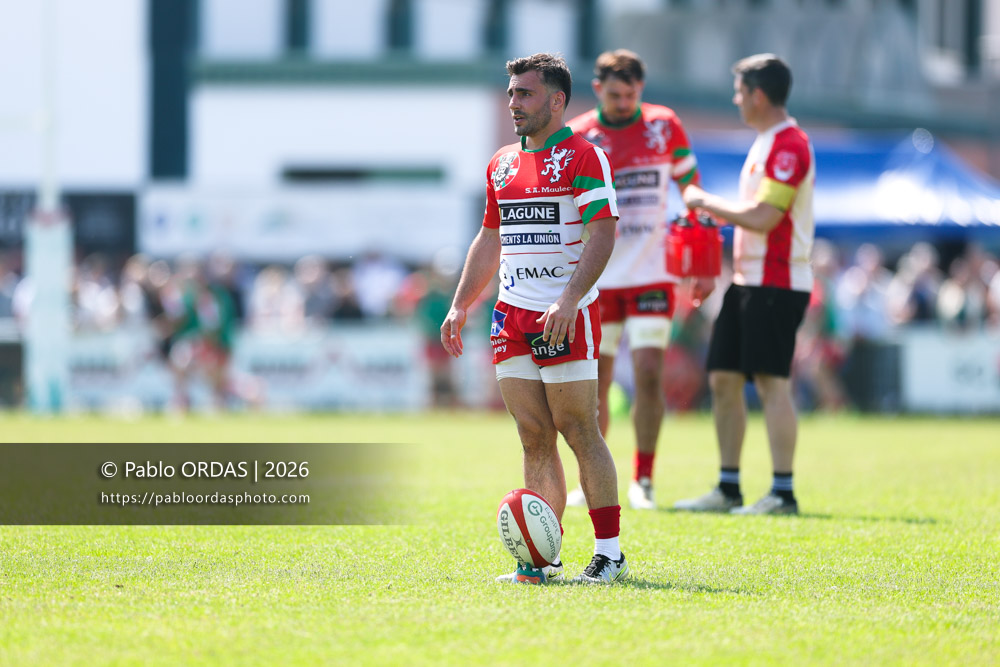 Florian Aguer, lors du match de Nationale 2 entre l'Anglet olympique et Mauléon, le 19 avril 2026 au stade Saint-Jean d'Anglet, France (Photo Pablo ORDAS)