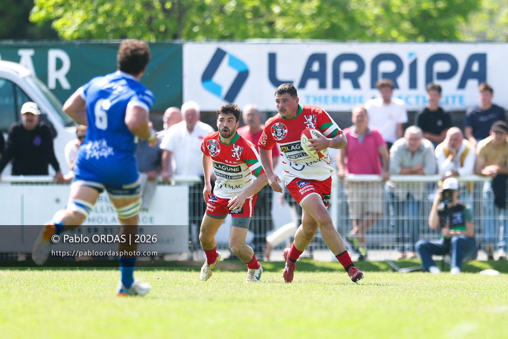 Ximun Loustau, lors du match de Nationale 2 entre l'Anglet olympique et Mauléon, le 19 avril 2026 au stade Saint-Jean d'Anglet, France (Photo Pablo ORDAS)
