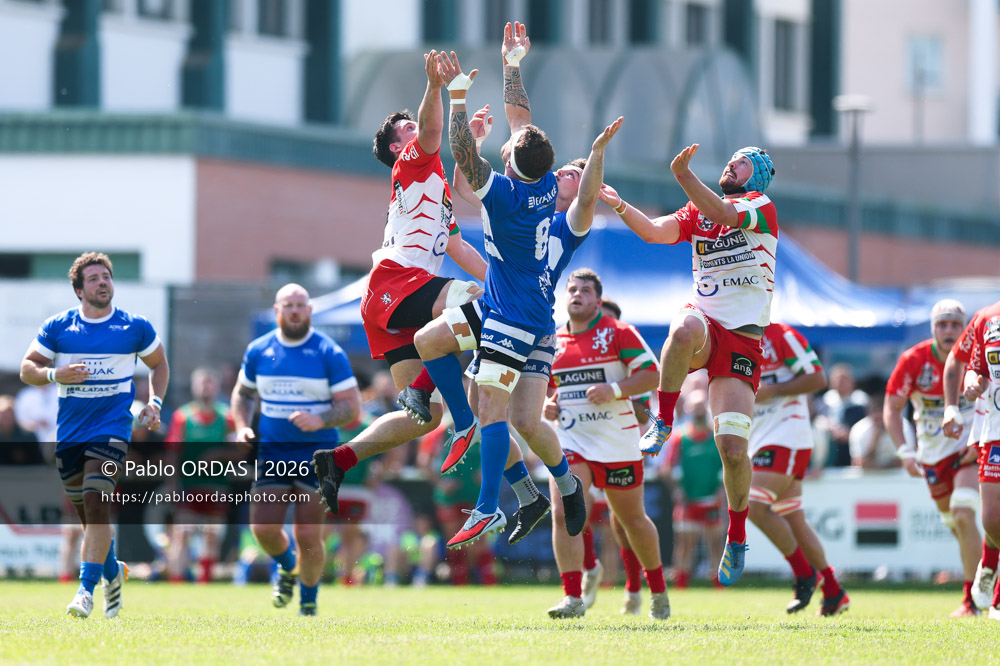 Sébastien Laulhé, lors du match de Nationale 2 entre l'Anglet olympique et Mauléon, le 19 avril 2026 au stade Saint-Jean d'Anglet, France (Photo Pablo ORDAS)
