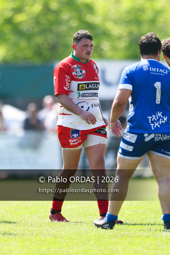 Ximun Loustau, lors du match de Nationale 2 entre l'Anglet olympique et Mauléon, le 19 avril 2026 au stade Saint-Jean d'Anglet, France (Photo Pablo ORDAS)