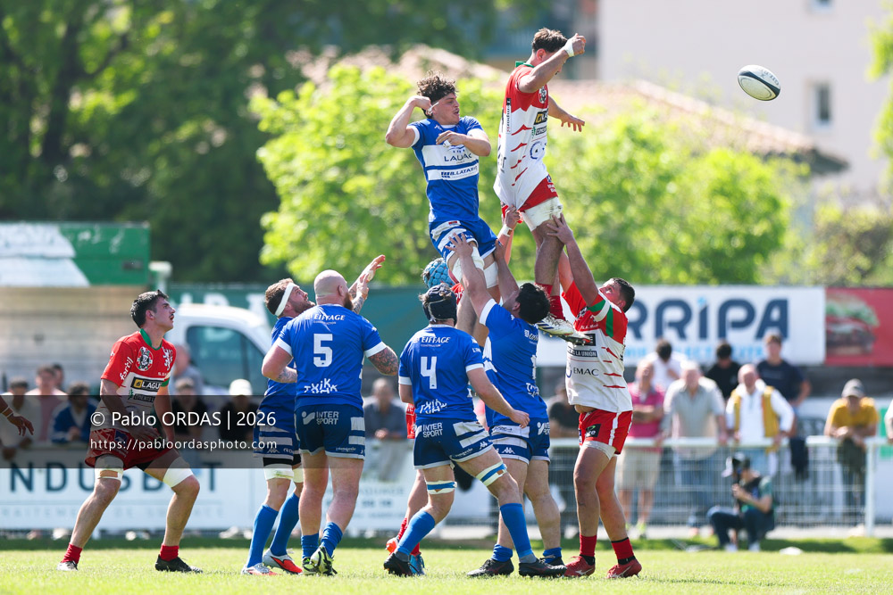 Pablo Benard, lors du match de Nationale 2 entre l'Anglet olympique et Mauléon, le 19 avril 2026 au stade Saint-Jean d'Anglet, France (Photo Pablo ORDAS)
