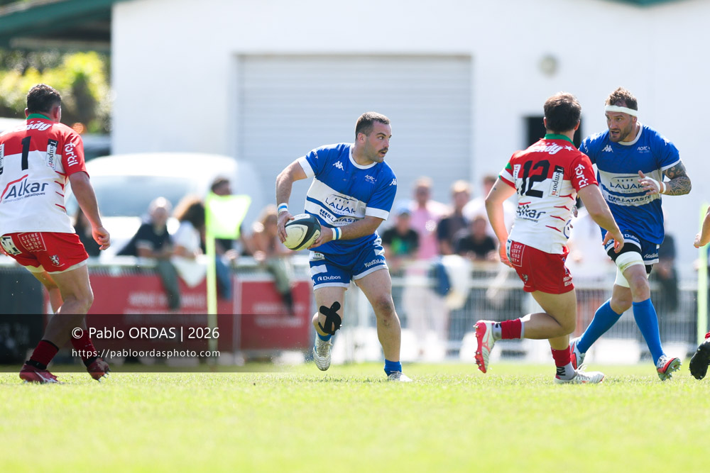 Max Bru, lors du match de Nationale 2 entre l'Anglet olympique et Mauléon, le 19 avril 2026 au stade Saint-Jean d'Anglet, France (Photo Pablo ORDAS)