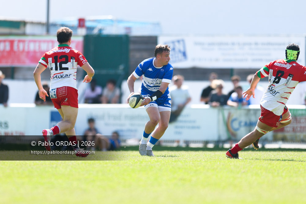 Thomas Pulon, lors du match de Nationale 2 entre l'Anglet olympique et Mauléon, le 19 avril 2026 au stade Saint-Jean d'Anglet, France (Photo Pablo ORDAS)