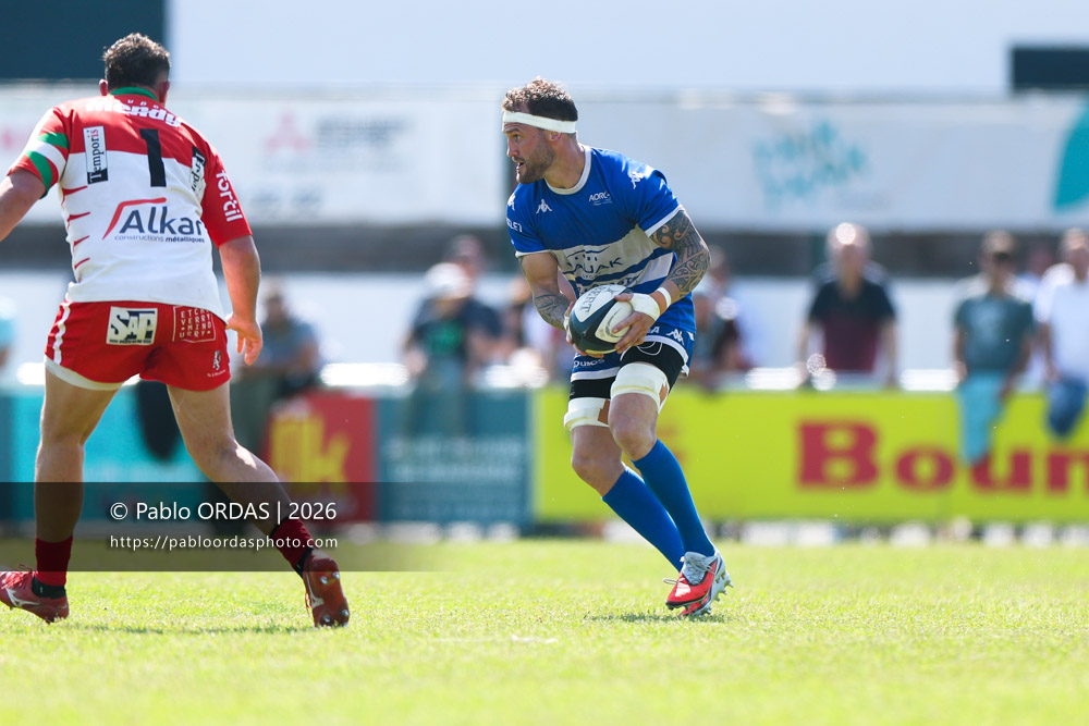 Sébastien Laulhé, lors du match de Nationale 2 entre l'Anglet olympique et Mauléon, le 19 avril 2026 au stade Saint-Jean d'Anglet, France (Photo Pablo ORDAS)