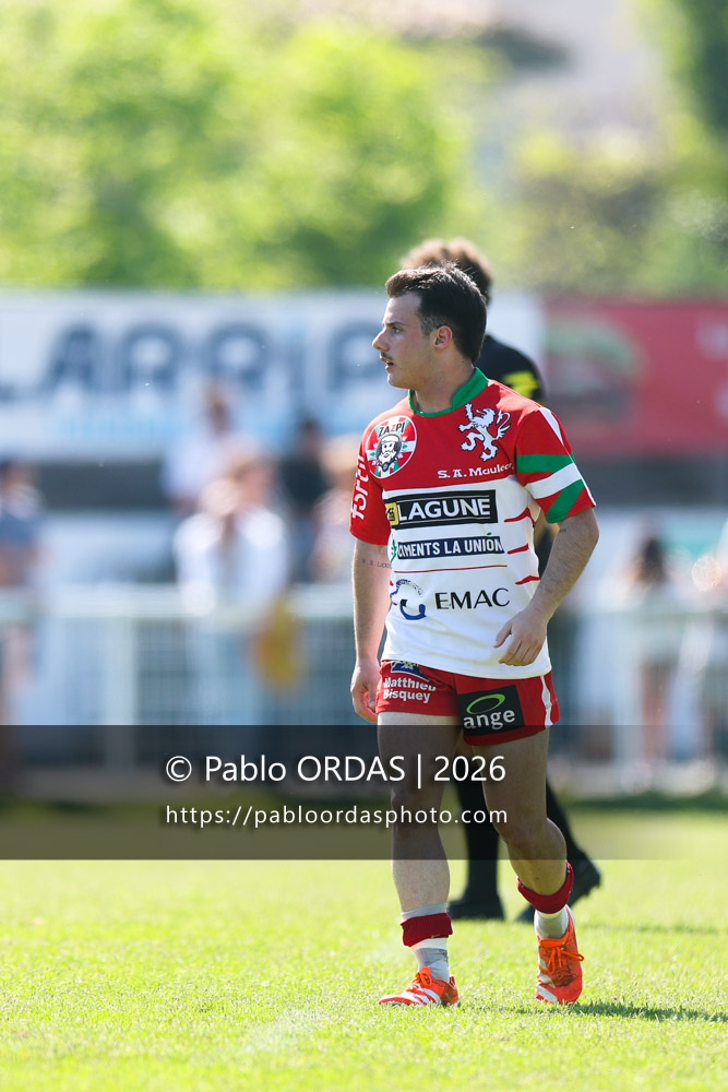 Diego Jasa, lors du match de Nationale 2 entre l'Anglet olympique et Mauléon, le 19 avril 2026 au stade Saint-Jean d'Anglet, France (Photo Pablo ORDAS)
