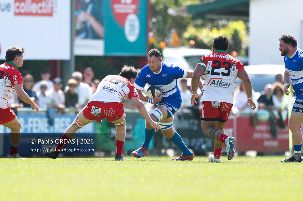 Yann Richard, lors du match de Nationale 2 entre l'Anglet olympique et Mauléon, le 19 avril 2026 au stade Saint-Jean d'Anglet, France (Photo Pablo ORDAS)