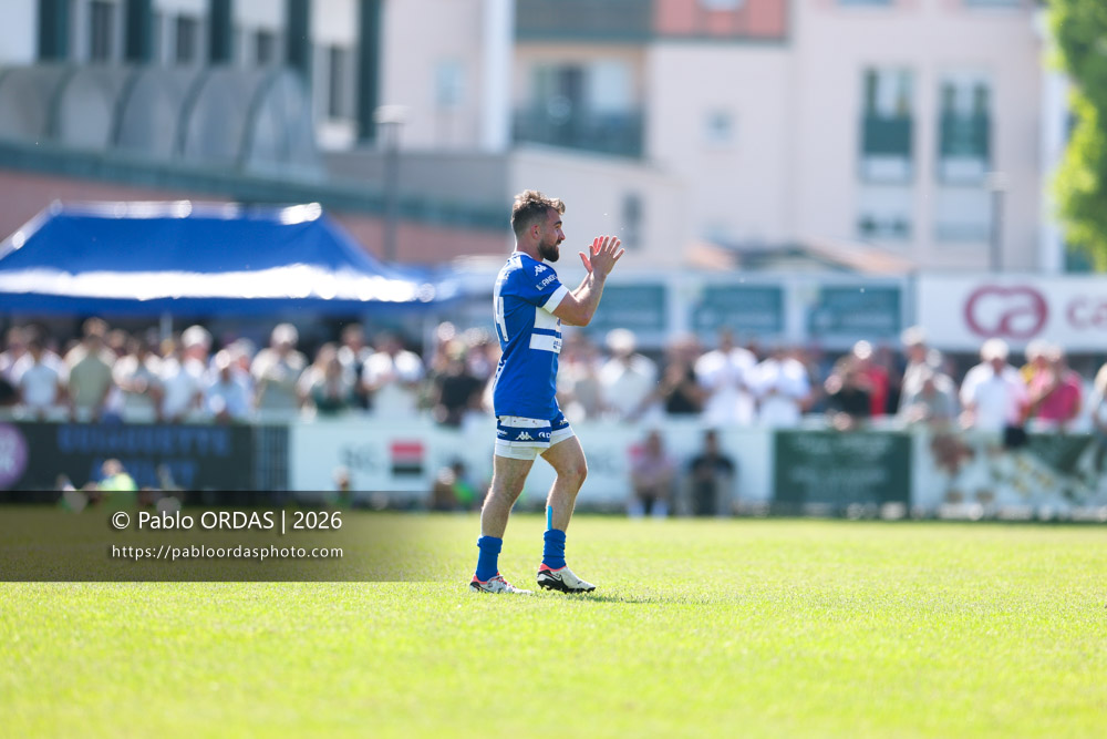 Bastien Fischer, lors du match de Nationale 2 entre l'Anglet olympique et Mauléon, le 19 avril 2026 au stade Saint-Jean d'Anglet, France (Photo Pablo ORDAS)
