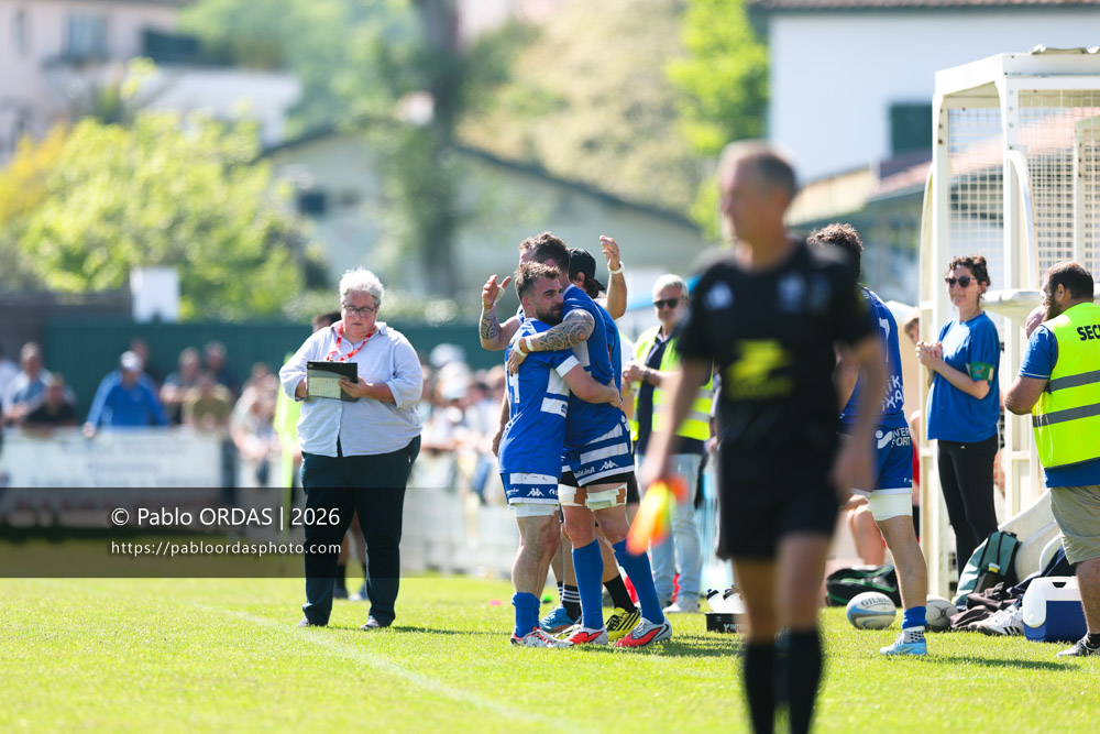 Bastien Fischer, lors du match de Nationale 2 entre l'Anglet olympique et Mauléon, le 19 avril 2026 au stade Saint-Jean d'Anglet, France (Photo Pablo ORDAS)