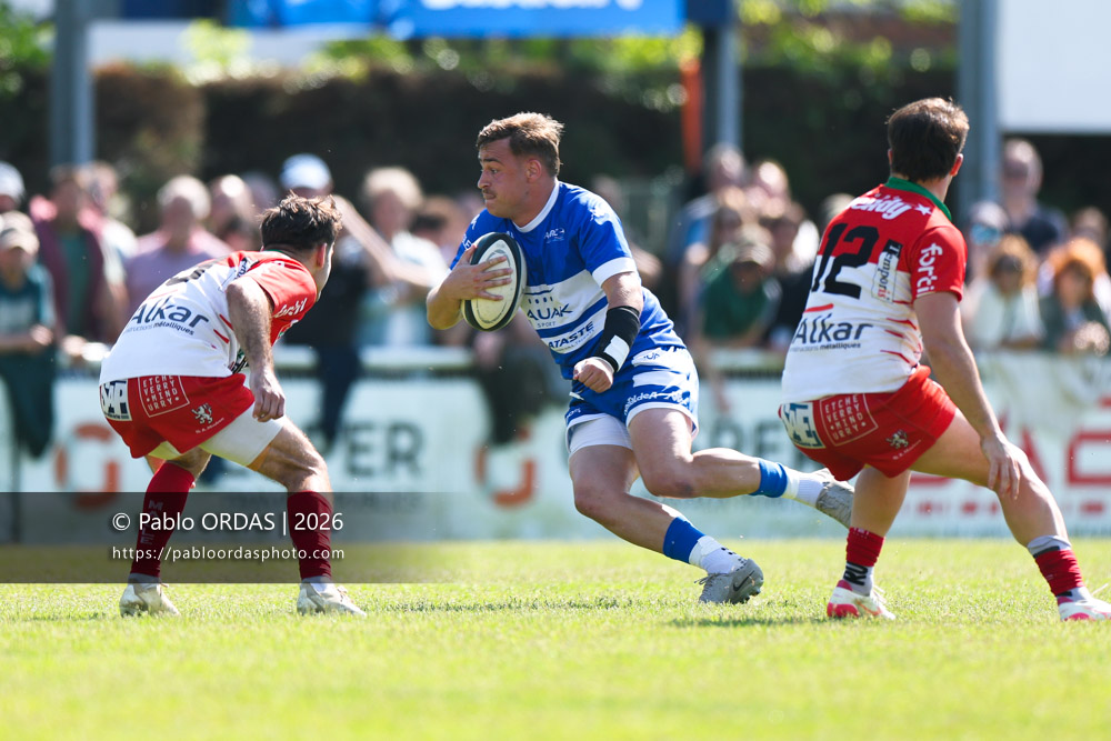 Thomas Pulon, lors du match de Nationale 2 entre l'Anglet olympique et Mauléon, le 19 avril 2026 au stade Saint-Jean d'Anglet, France (Photo Pablo ORDAS)
