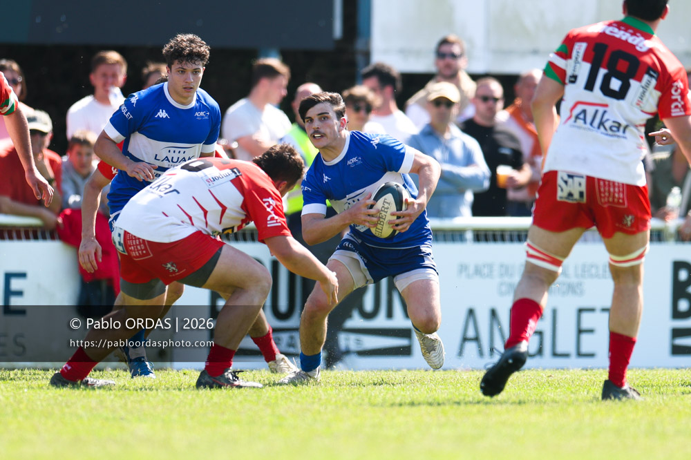 Jean Ballin, lors du match de Nationale 2 entre l'Anglet olympique et Mauléon, le 19 avril 2026 au stade Saint-Jean d'Anglet, France (Photo Pablo ORDAS)