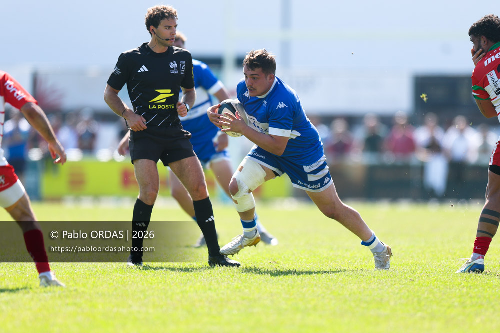 Téo Lascubé, lors du match de Nationale 2 entre l'Anglet olympique et Mauléon, le 19 avril 2026 au stade Saint-Jean d'Anglet, France (Photo Pablo ORDAS)
