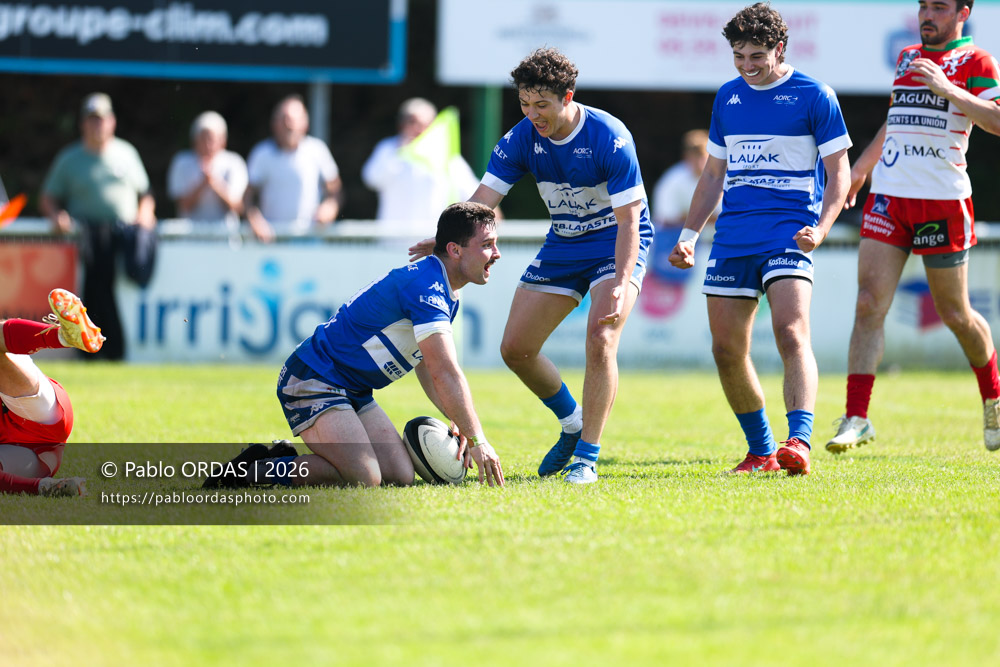 Bixente Layan, lors du match de Nationale 2 entre l'Anglet olympique et Mauléon, le 19 avril 2026 au stade Saint-Jean d'Anglet, France (Photo Pablo ORDAS)